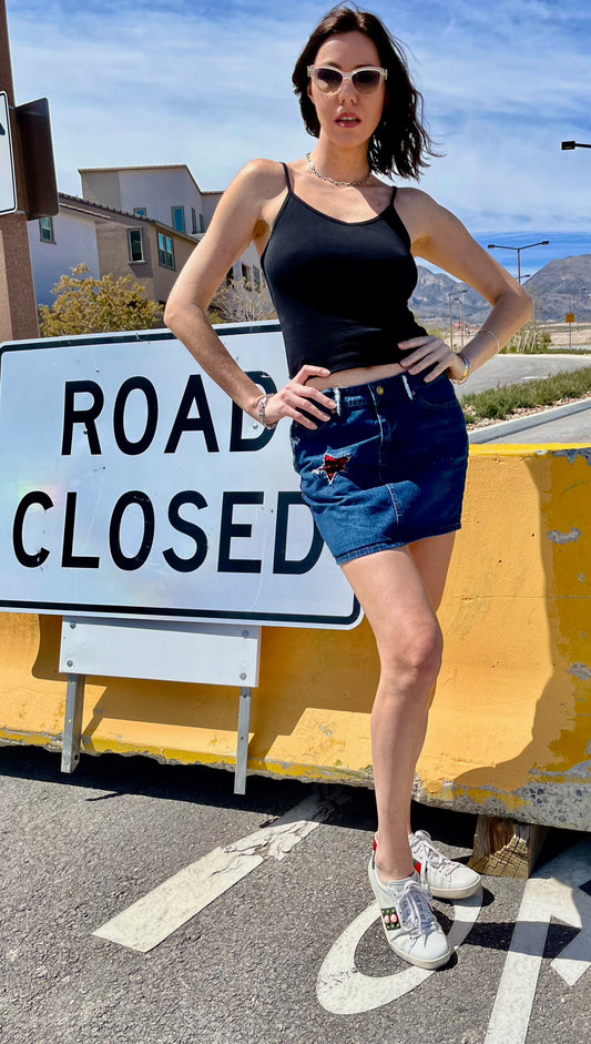 Woman's RockStar-U-SK1 Designer Denim Skirt
