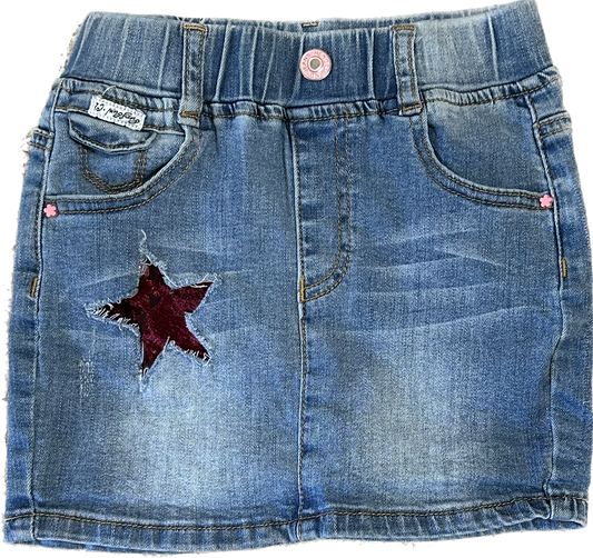 Girl's Red-Star Designer Denim Skirt